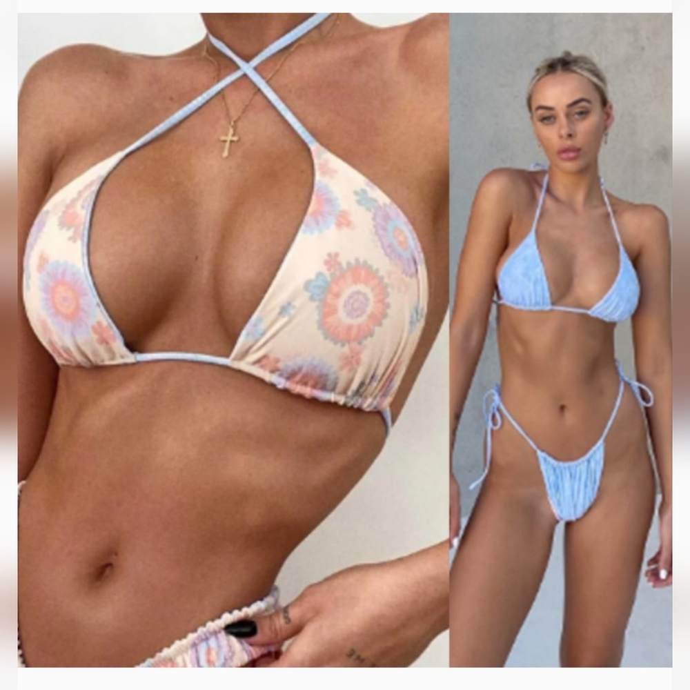VDM x Revolve Blair Reversible Traingle String Bikini Top - Country Floral XXL